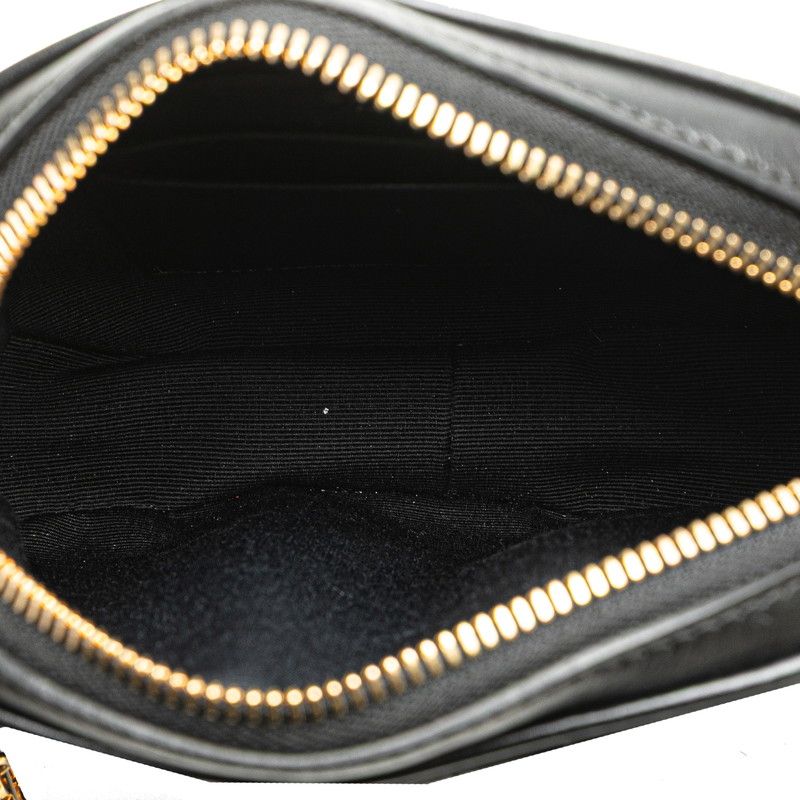 Celine CC Charm Small Crossbody Shoulder Bag Black Leather