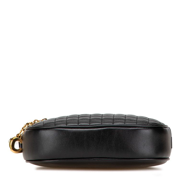 Celine CC Charm Small Crossbody Shoulder Bag Black Leather