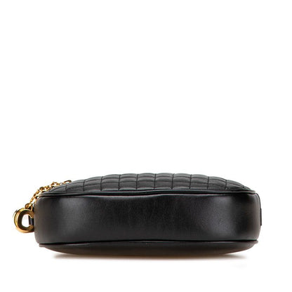 Celine CC Charm Small Crossbody Shoulder Bag Black Leather