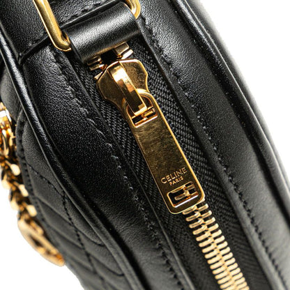 Celine CC Charm Small Crossbody Shoulder Bag Black Leather