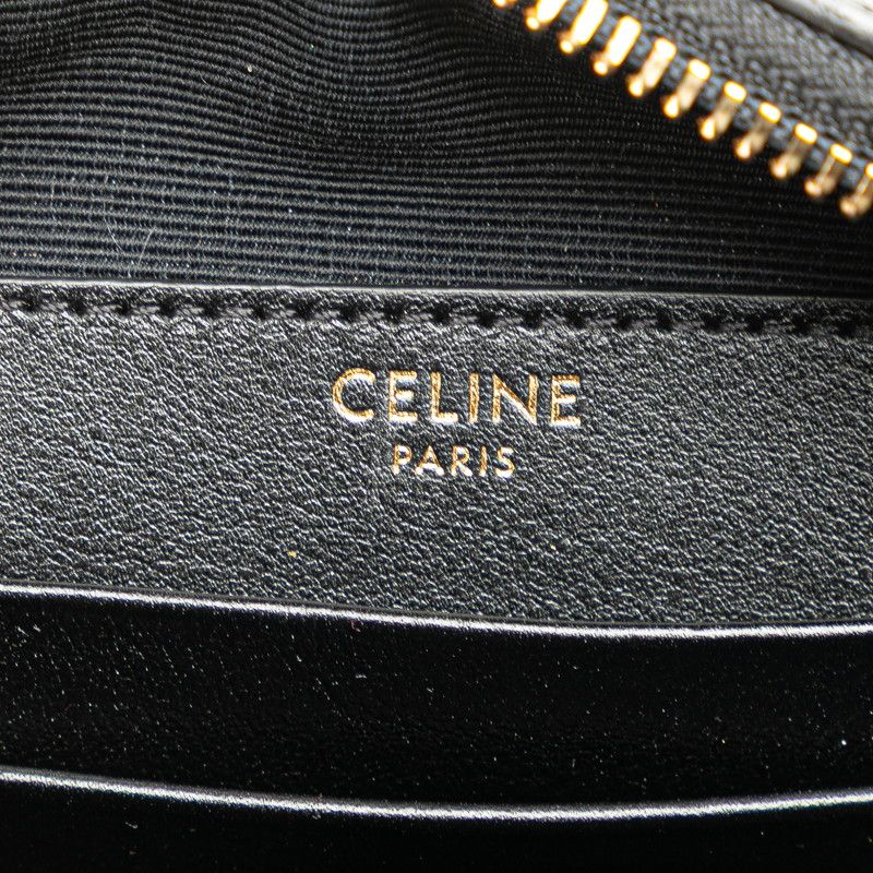 Celine CC Charm Small Crossbody Shoulder Bag Black Leather