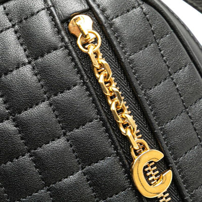 Celine CC Charm Small Crossbody Shoulder Bag Black Leather