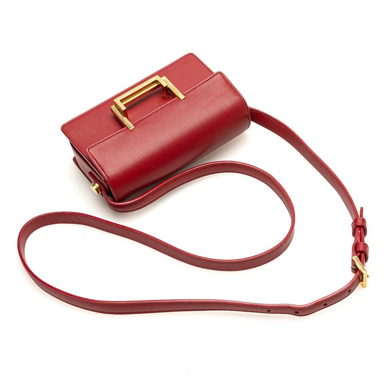 Saint Laurent Classic Lou Crossbody Mini Shoulder Bag Red Leather