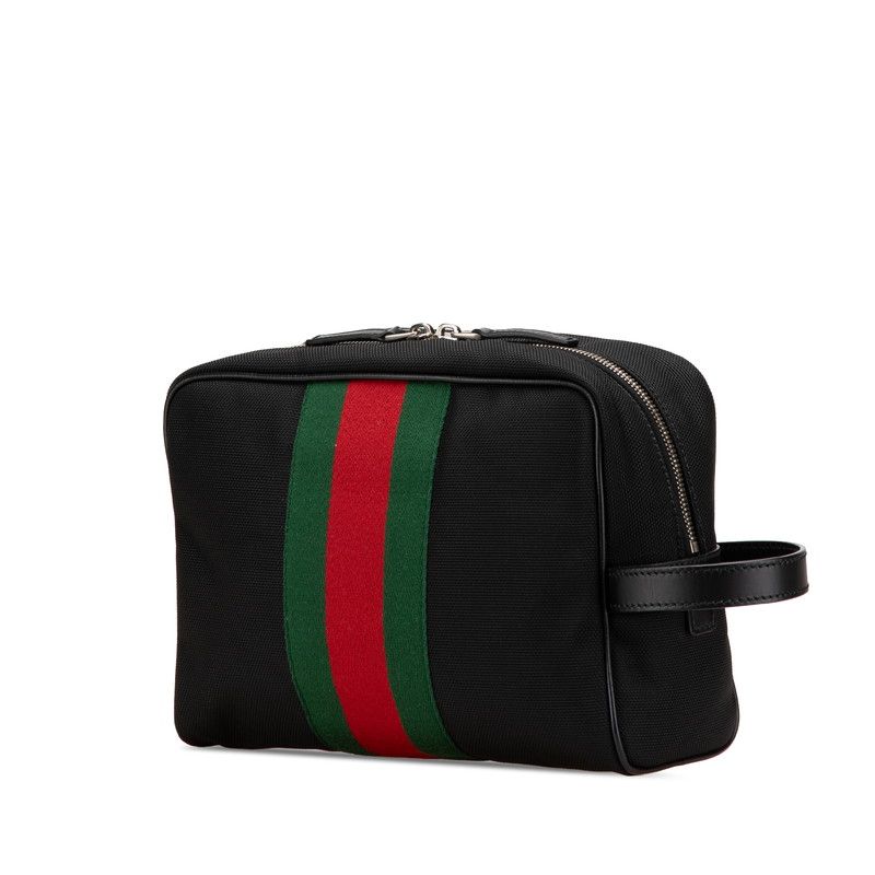 Gucci Sherry Line Clutch Black Leather Nylon