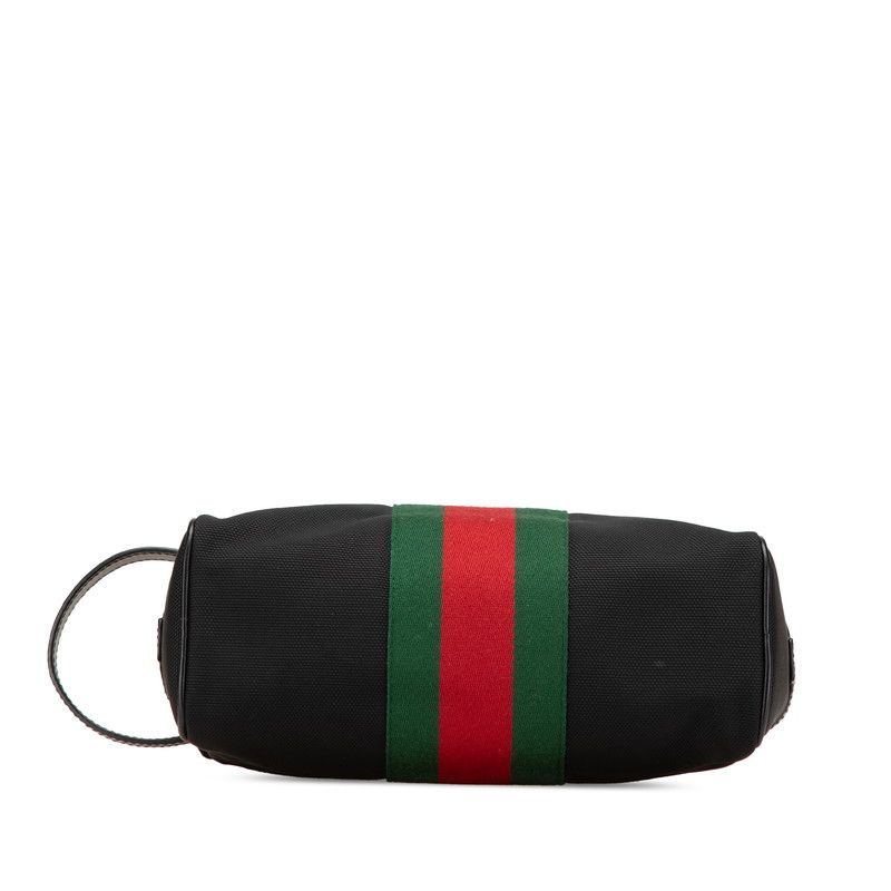 Gucci Sherry Line Clutch Black Leather Nylon