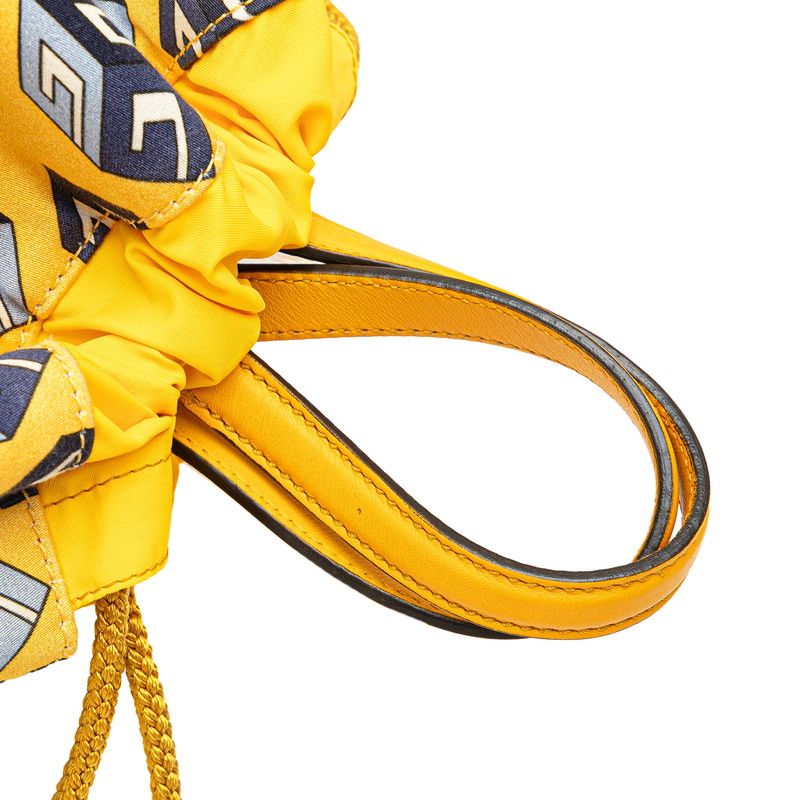 Gucci Toriko Drawstring Cube Backpack Nap Sac Yellow Blue Nylon Leather