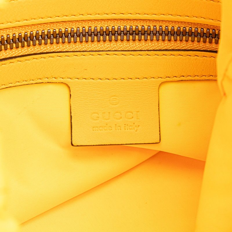 Gucci Toriko Drawstring Cube Backpack Nap Sac Yellow Blue Nylon Leather