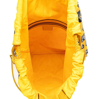 Gucci Toriko Drawstring Cube Backpack Nap Sac Yellow Blue Nylon Leather