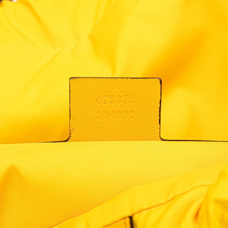 Gucci Toriko Drawstring Cube Backpack Nap Sac Yellow Blue Nylon Leather
