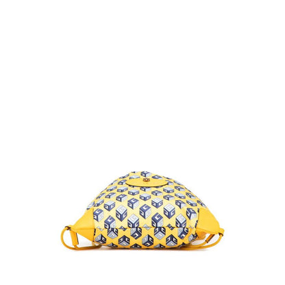 Gucci Toriko Drawstring Cube Backpack Nap Sac Yellow Blue Nylon Leather