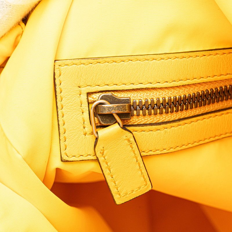 Gucci Toriko Drawstring Cube Backpack Nap Sac Yellow Blue Nylon Leather