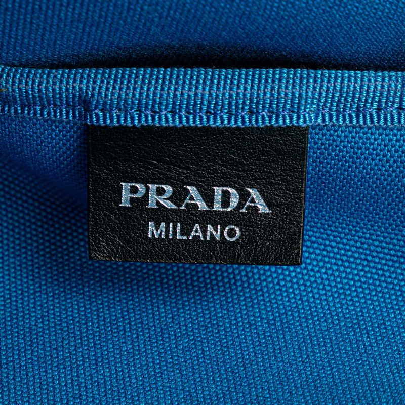 Prada Logo Tote Shoulder Bag Black Canvas Leather