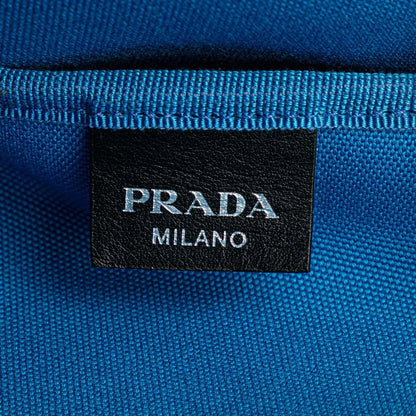 Prada Logo Tote Shoulder Bag Black Canvas Leather