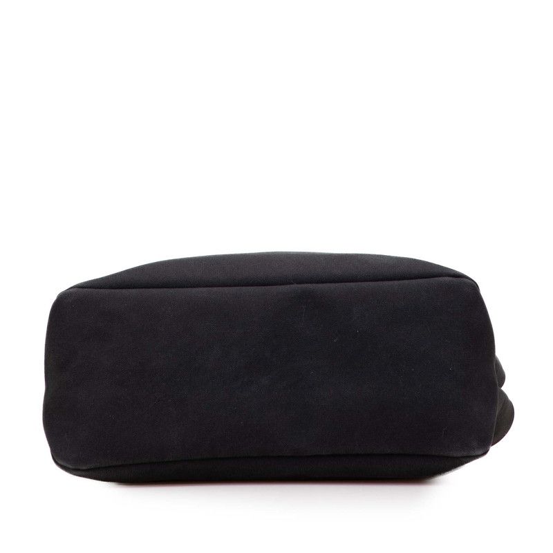 Prada Logo Tote Shoulder Bag Black Canvas Leather