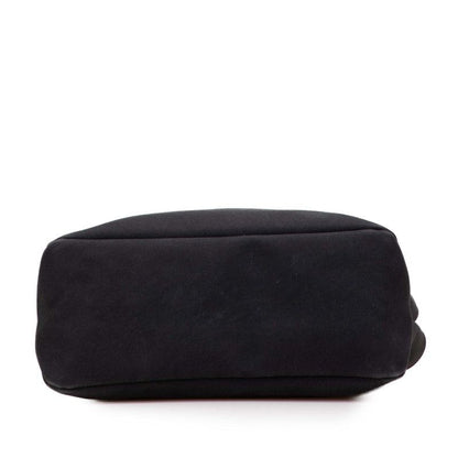 Prada Logo Tote Shoulder Bag Black Canvas Leather