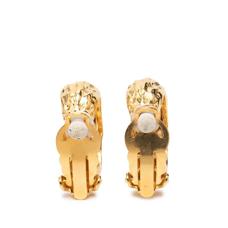 Chanel CC Logo Vintage Earrings Gold Plated