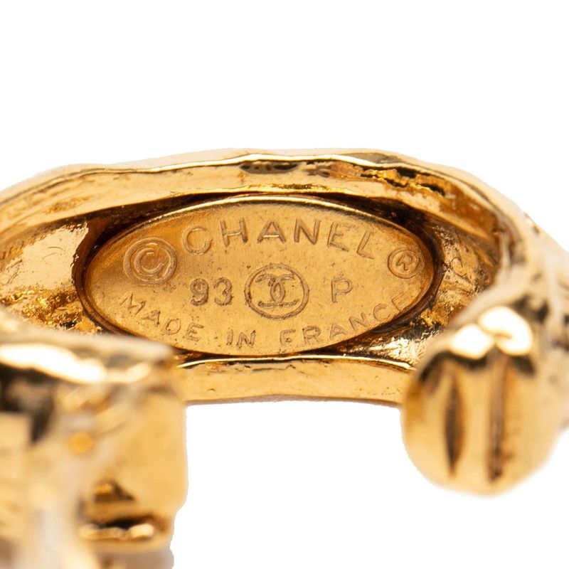 Chanel CC Logo Vintage Earrings Gold Plated