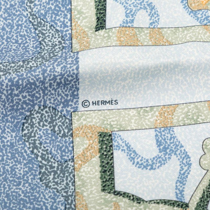 Hermes Carre 90 Peintre du Cheval Horse Painter Scarf Blue Green Silk
