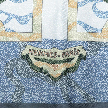 Hermes Carre 90 Peintre du Cheval Horse Painter Scarf Blue Green Silk