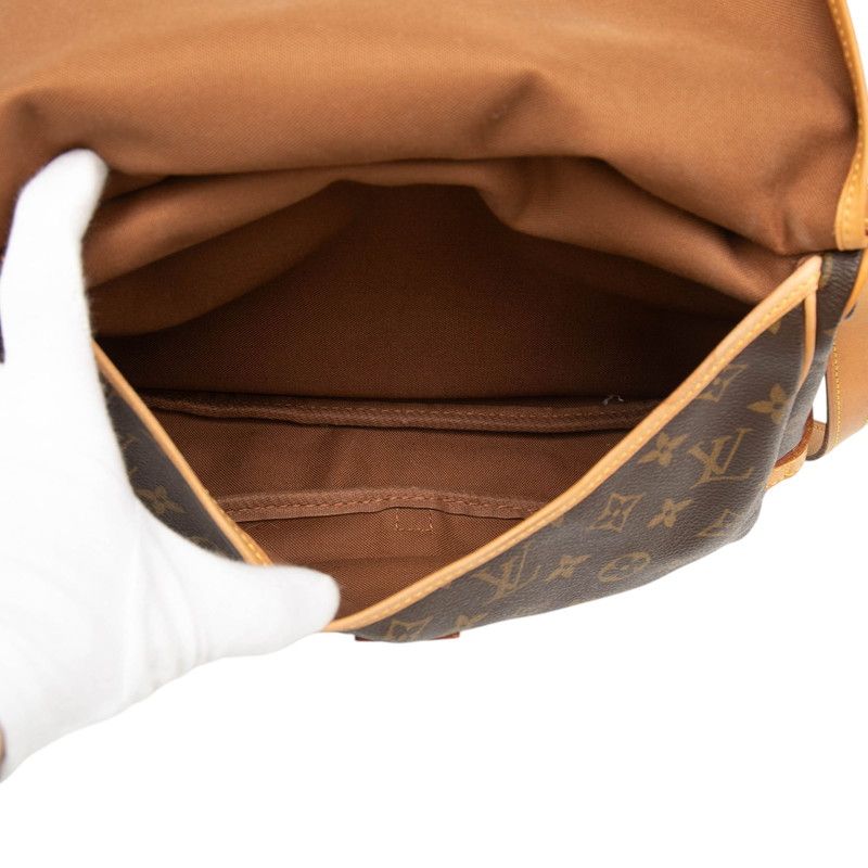 Louis Vuitton Monogram Saumur 30 Crossbody Shoulder Bag Brown Leather