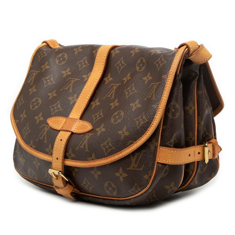 Louis Vuitton Monogram Saumur 30 Crossbody Shoulder Bag Brown Leather