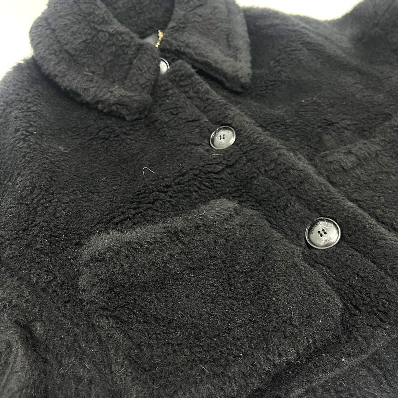 Max Mara Poncho Teddy Bear Alpaca Black Cape