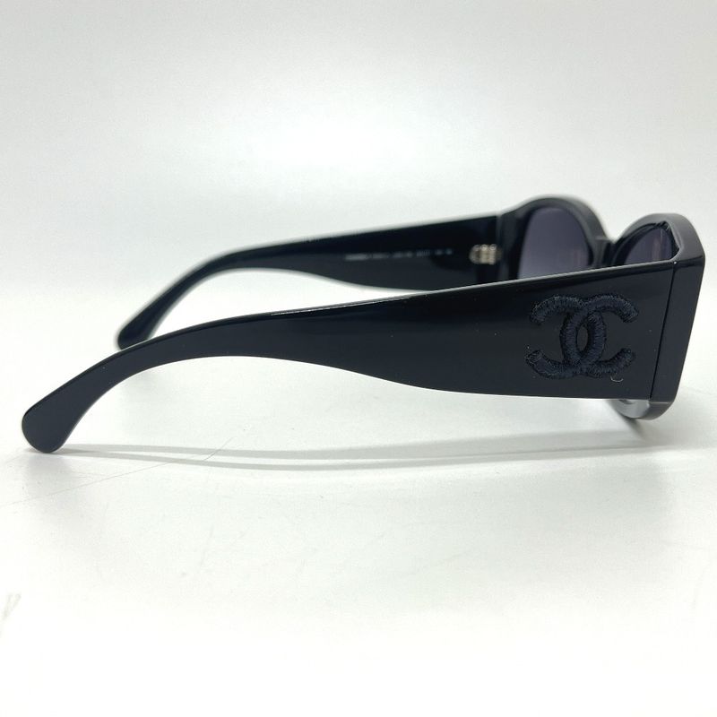 Chanel Sunglasses Embroidery CC Logo Plastic Black Eyewear