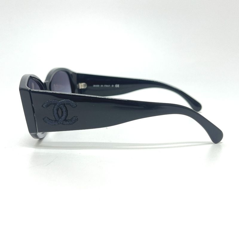 Chanel Sunglasses Embroidery CC Logo Plastic Black Eyewear