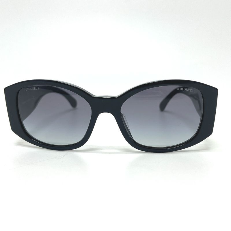 Chanel Sunglasses Embroidery CC Logo Plastic Black Eyewear