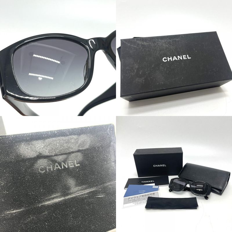 Chanel Sunglasses Embroidery CC Logo Plastic Black Eyewear