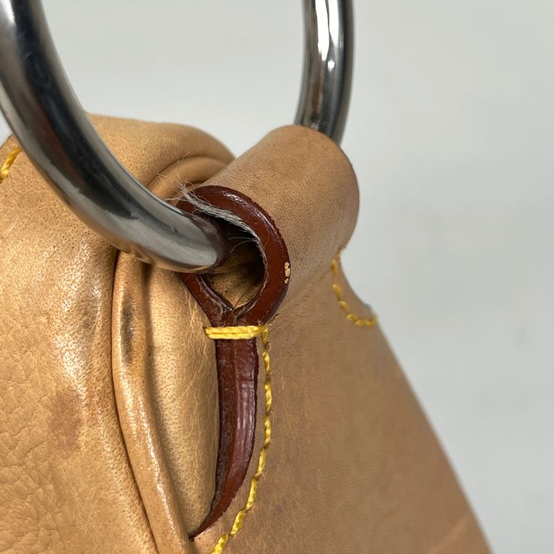 Prada Logo Handbag Leather Beige