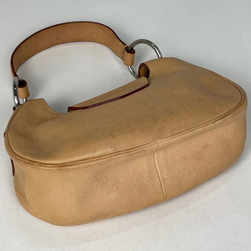 Prada Logo Handbag Leather Beige