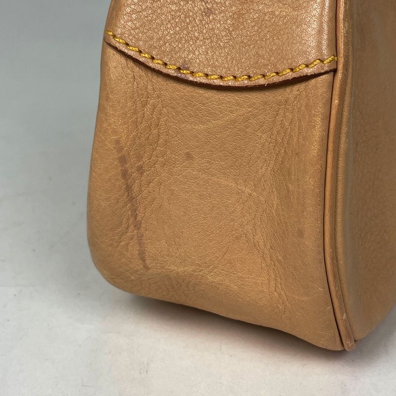 Prada Logo Handbag Leather Beige