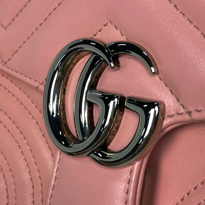 Gucci GG Marmont 2-Way Chain Shoulder Bag Double Leather Pink