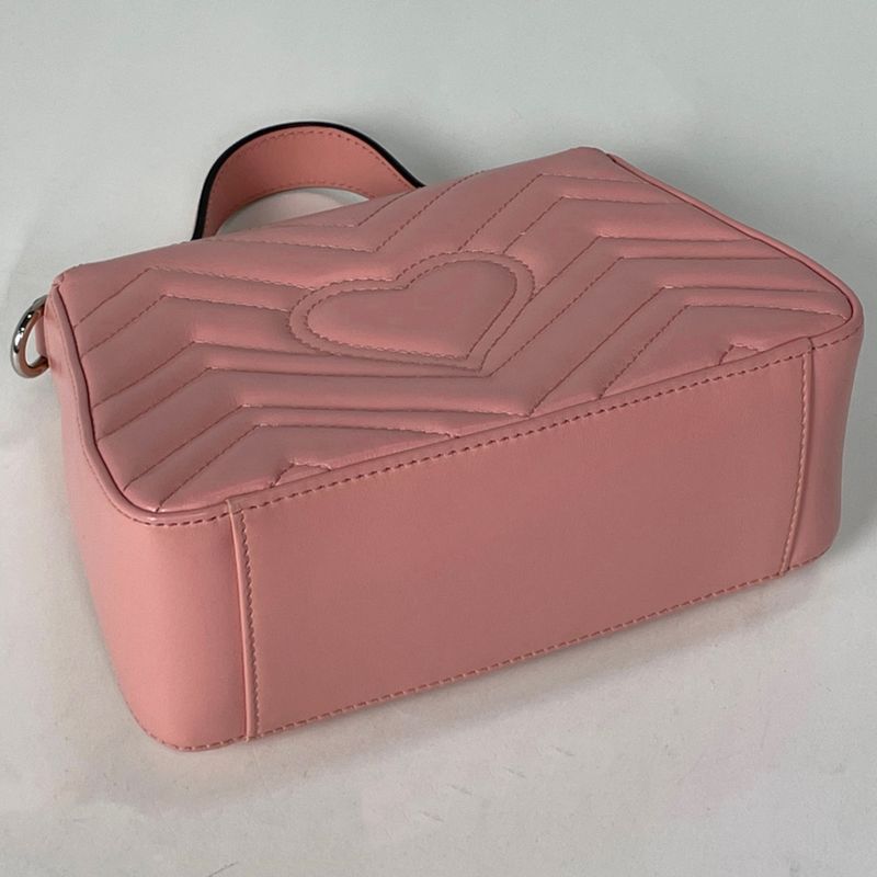 Gucci GG Marmont 2-Way Chain Shoulder Bag Double Leather Pink