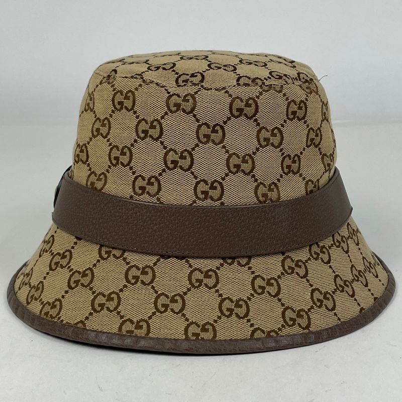 Gucci GG Marmont Bucket Hat Pattern Hat Cotton Polyester Cowhide Brown