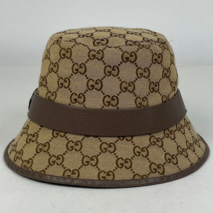 Gucci GG Marmont Bucket Hat Pattern Hat Cotton Polyester Cowhide Brown
