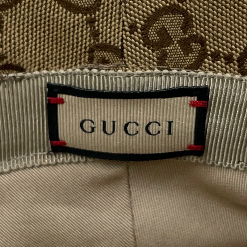 Gucci GG Marmont Bucket Hat Pattern Hat Cotton Polyester Cowhide Brown
