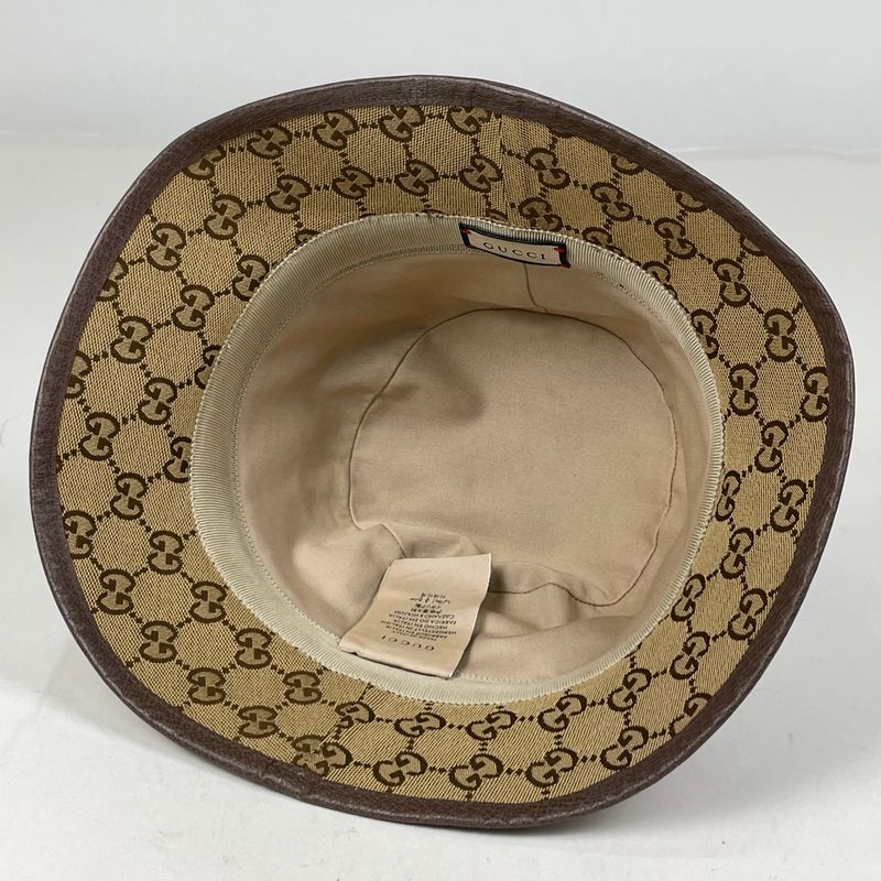 Gucci GG Marmont Bucket Hat Pattern Hat Cotton Polyester Cowhide Brown