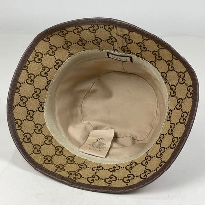 Gucci GG Marmont Bucket Hat Pattern Hat Cotton Polyester Cowhide Brown