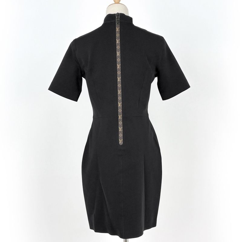 Louis Vuitton Monogram Pattern Dress Mini Skirt Nylon Polyurethane Black