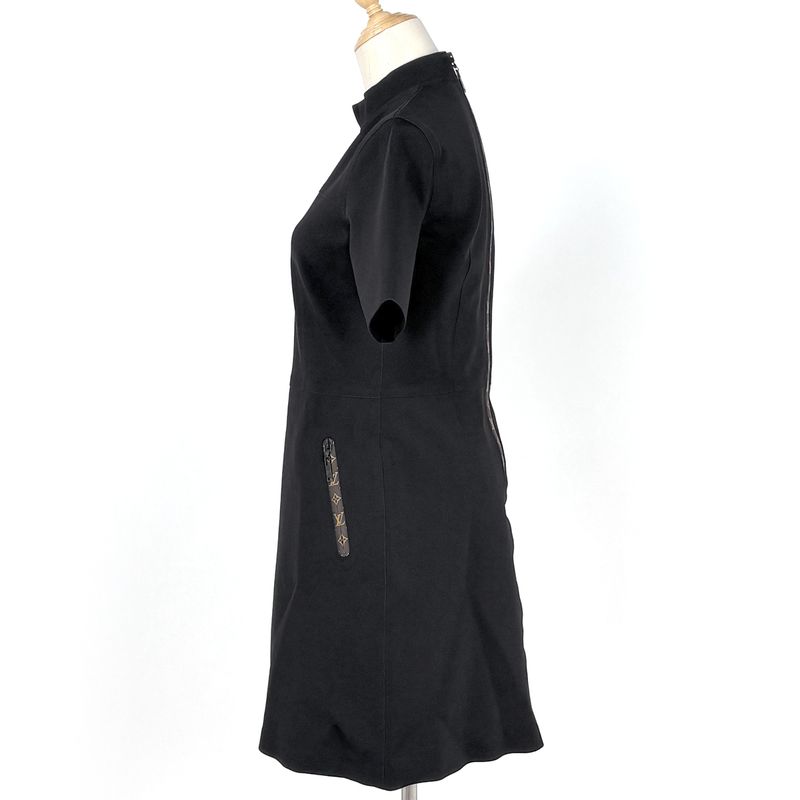 Louis Vuitton Monogram Pattern Dress Mini Skirt Nylon Polyurethane Black