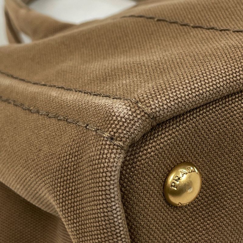 Prada Canapa Tote 2-Way Shoulder Bag Canvas Brown