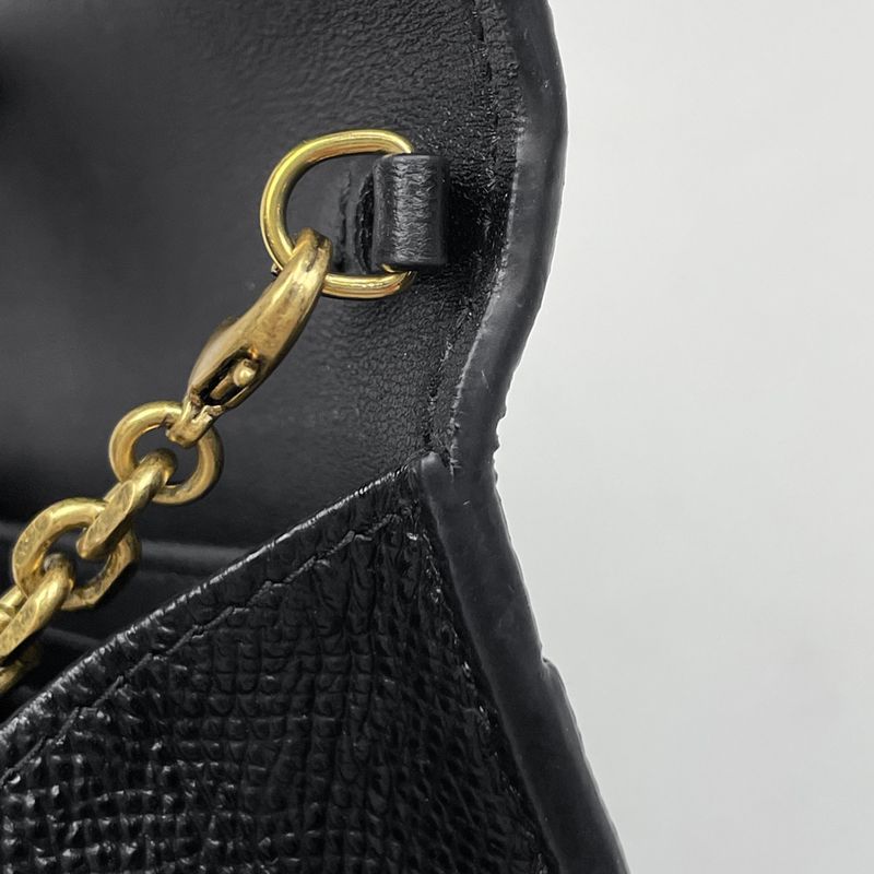 Dior Logo Chain Wallet Saddle Leather Black
