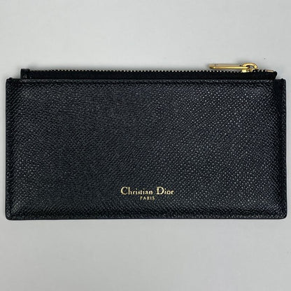Dior Logo Chain Wallet Saddle Leather Black