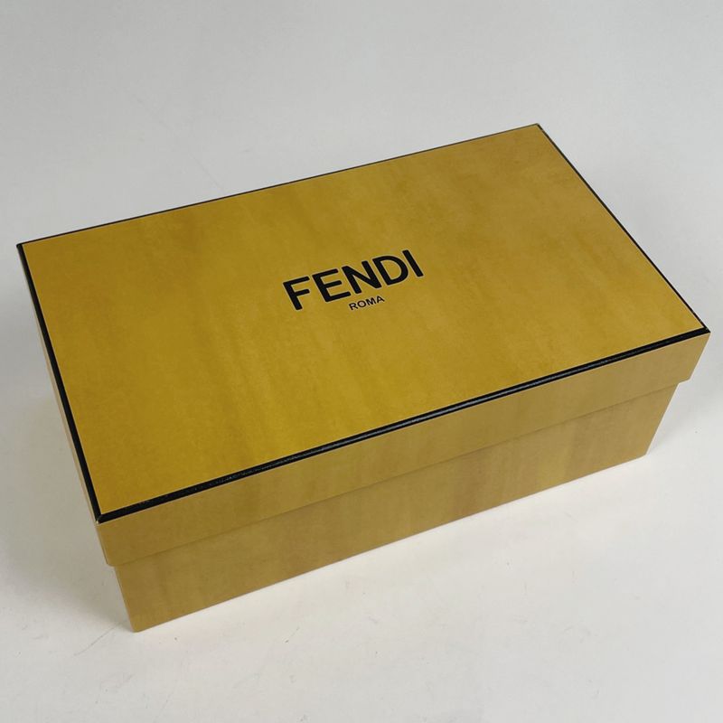 Fendi Feel Zucca Pattern Flat Sandals Shoes Leather Brown Black