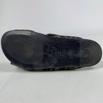 Fendi Feel Zucca Pattern Flat Sandals Shoes Leather Brown Black