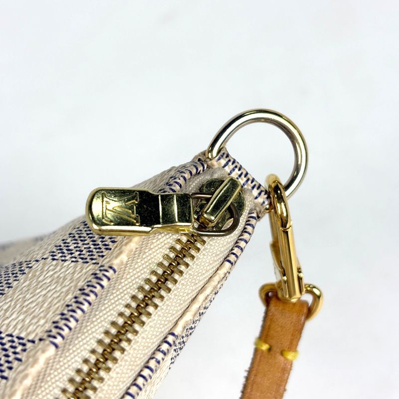 Louis Vuitton Pochette Makeup Cosmetics in Pouch Damier Azur White Loafer