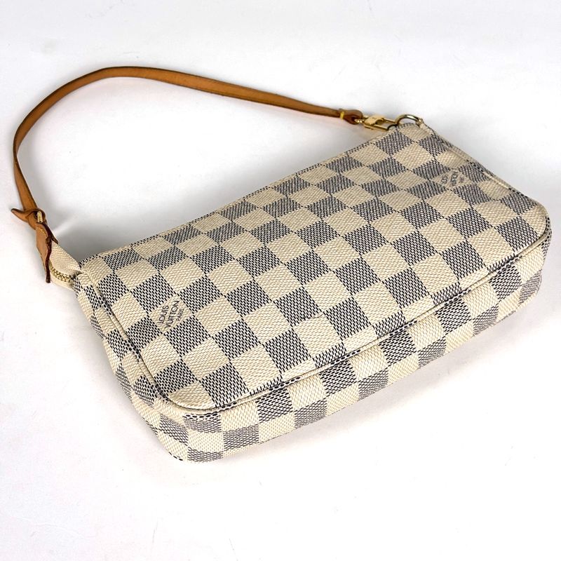 Louis Vuitton Pochette Makeup Cosmetics in Pouch Damier Azur White Loafer