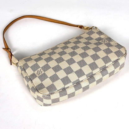 Louis Vuitton Pochette Makeup Cosmetics in Pouch Damier Azur White Loafer